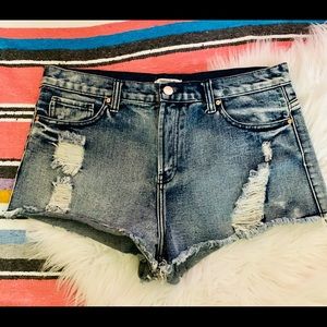 Forever 21 Distressed Denim Acid Wash Shorts